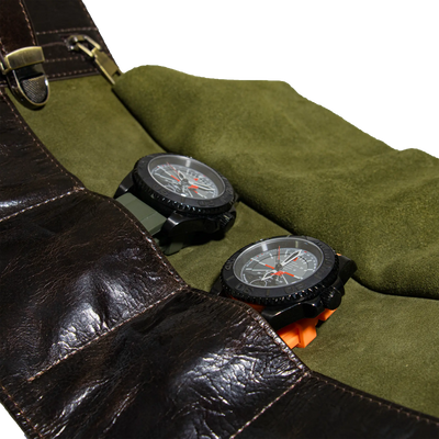 Rouleau de voyage en cuir véritable – 4 Montres